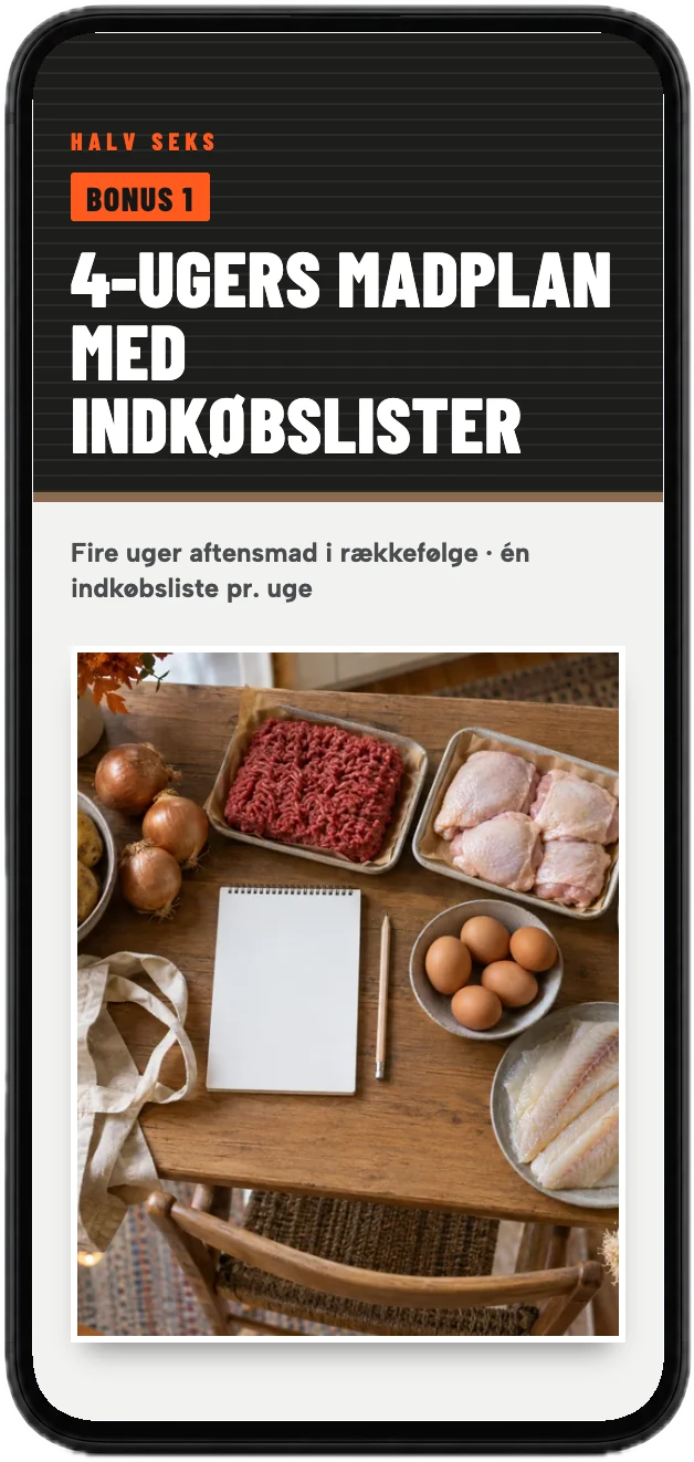 Forsiden af 4-ugers madplanen på en mobil